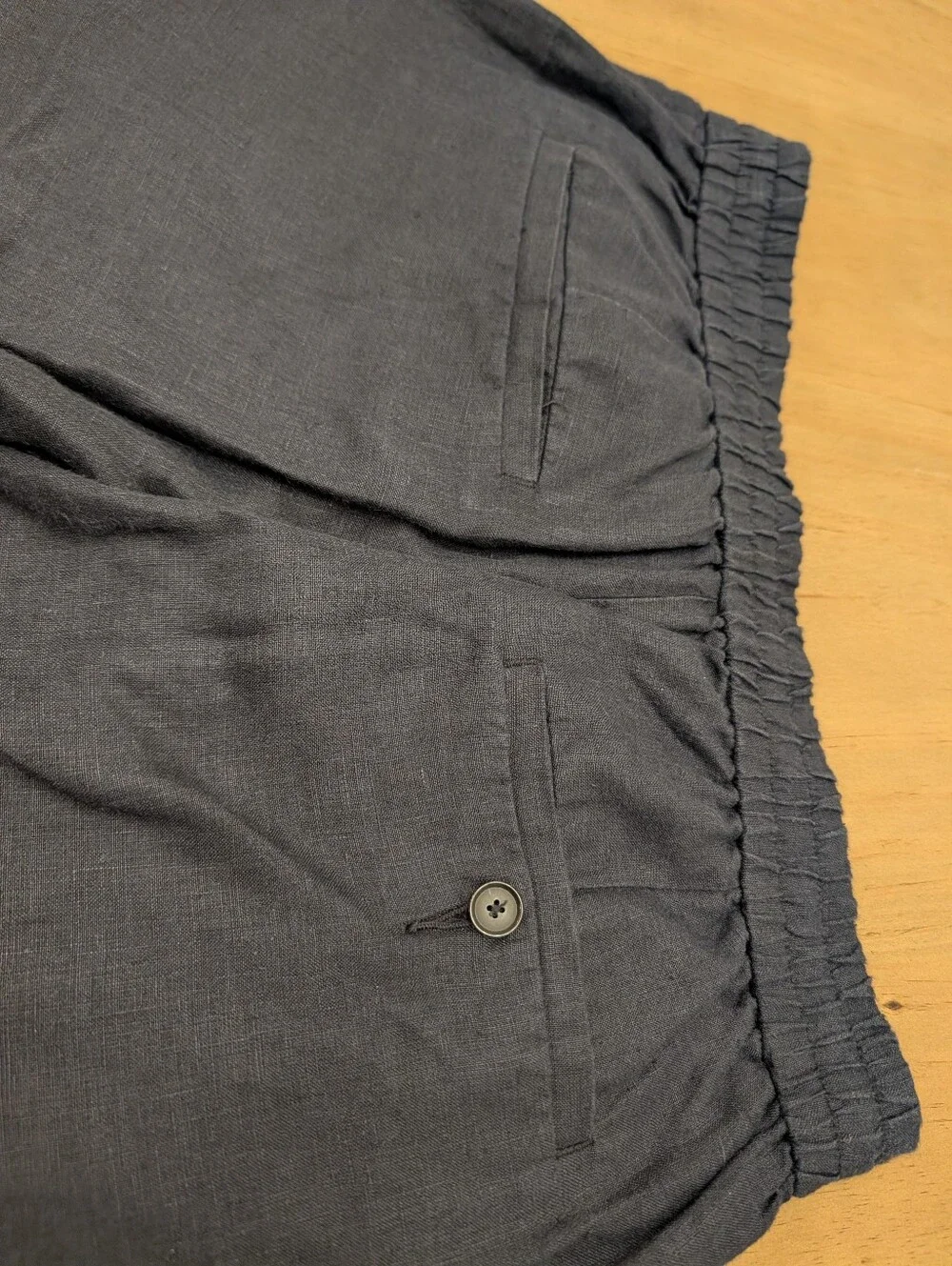 Vince Lightweight Hemp Men's Pant in Coastal Blue Drawstring Pockets Small